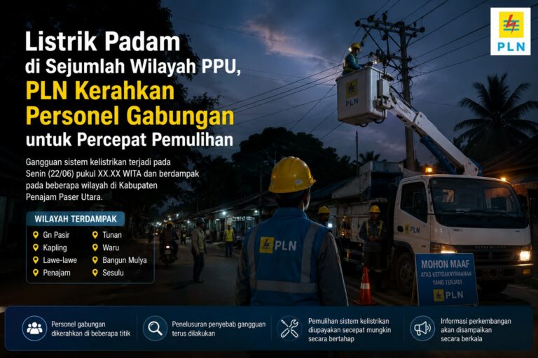Listrik Padam di Sejumlah Wilayah PPU, PLN Kerahkan Personel Gabungan untuk Pemulihan